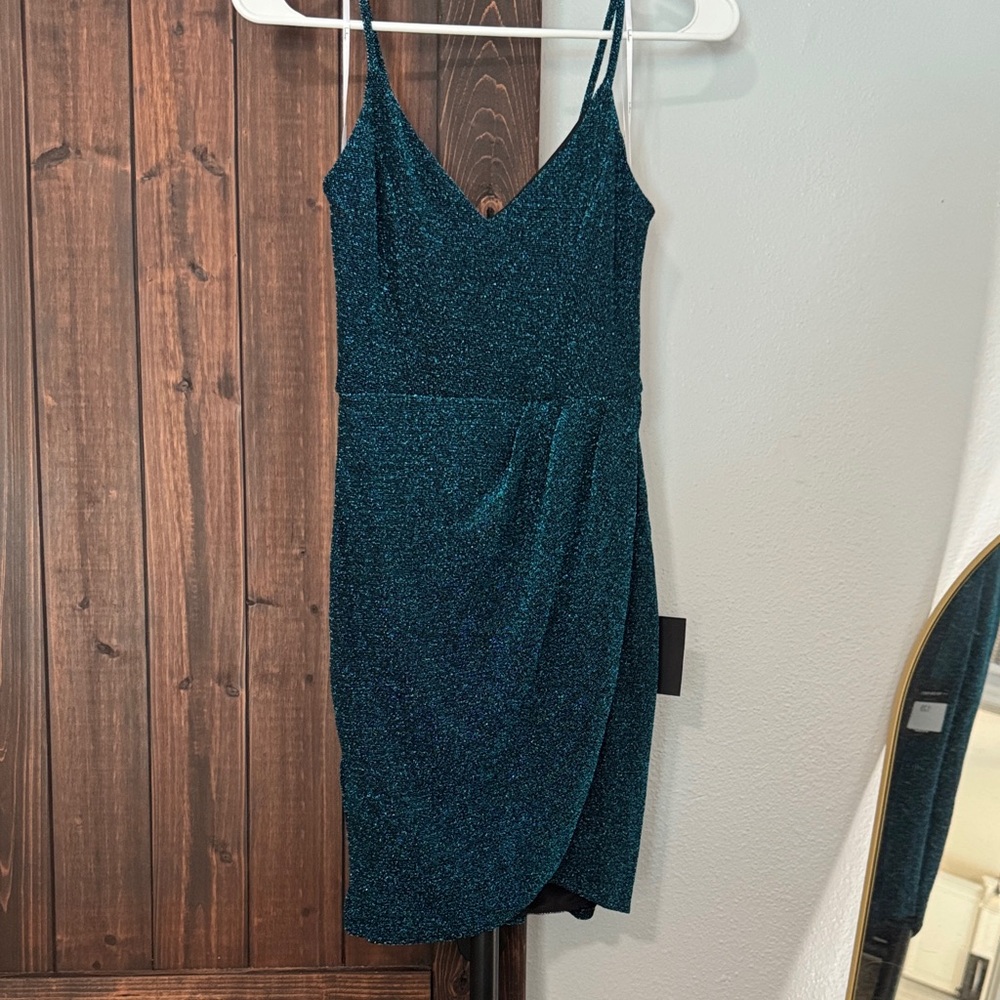 Lulu's Shimmering Teal Mini Dress